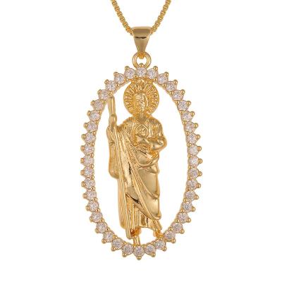 China FASHIONABLE Hot Selling Hip Hop Jewelry For Women 18k Gold Plated God And Death And Virgin Mary Pendant Necklace for sale