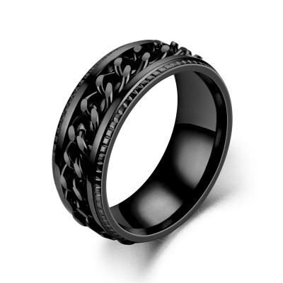 China Hiphop Classic Hot Selling Men's Black Stainless Steel Hip Hop Rings for sale