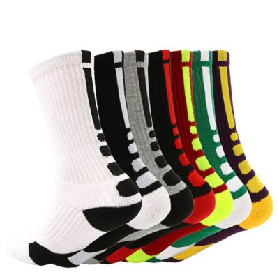 China Breathable classic high top towel sports socks with thicker loops, elite basketball non-slip socks for sale