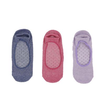 China Wholesale Fitness Sports Anti-skid Colorful Pilates Soft Grip Cotton Ankle Knitted Ribbon Yoga Socks for sale