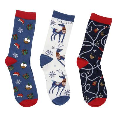 China Factory Wholesale Autumn And Winter Thick Terry Cartoon QUICK DRY Jacquard Cute In Tube Christmas Socks for sale