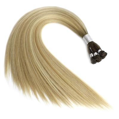 China European Top Quality Silky Straight Wave Cuticle Aligned Hair Double Hand Drawn Tied Hair Balayage Color Hair Extension for sale