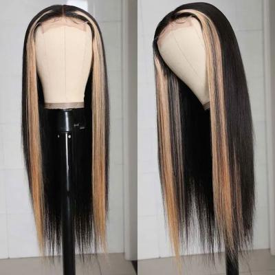 China Fashion Honey Blonde Highlights Closure Lace Front Wigs 1B 27 Color 13x4 Straight Lace Front Human Hair Wigs for sale