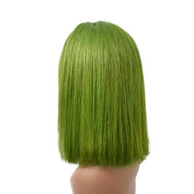 China 100% Virgin Hair Bundles Brazilian Hair Wholesale Lace Wig Color Frontal Wig ,Virgin Cuticle Aligned Hair Green Color BOB Wig For Black Women for sale