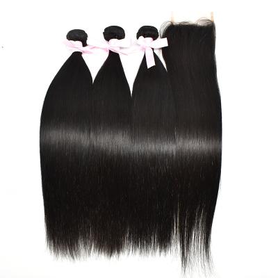 China Body Wave Bone Straight Hair 100% Cuticle Aligned Brazilian Natural Black Mink Hair Extensions 10-40 Inch Bundle for sale