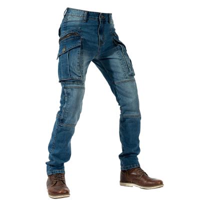 China Fashion men's breathable blue jeans with protective motorcycle pants riddance good quality for wholesale for sale