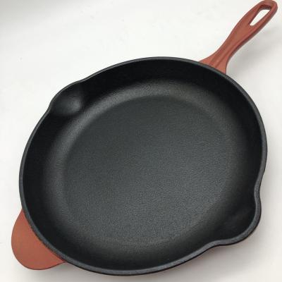 China Large Disposable Cast Iron Steak Frying Pan Disposable Round Bread Fry Dish Removable KitchenFrying Casserole for sale