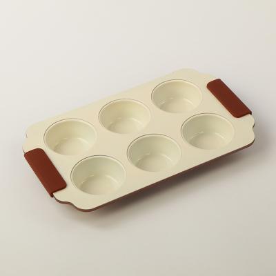 China Advanced Stocked 6Cup Bun Pan With Silicone Jelly Cake Mold for sale