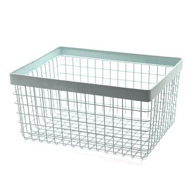 China Sustainable Multiple Sizes Nordic Square Wire Storage Basket For Table Top And Desk for sale