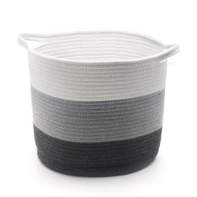 China Sustainable Single Round Nordic Cotton Rope Storage Basket in 3 Colors for sale