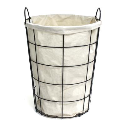 China Scandinavian Simple Black Wire Laundry Hamper With Detachable Inner Bag Storage for sale