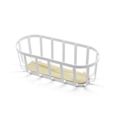 China Sustainable Scandinavian white yarn with natural wood low fruit basket, bread basket for sale