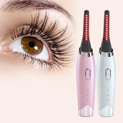 China 2021 Private Label USB Natural Curling Eye Beauty Tools Lash Curling Electric Heated Eyelash Pink Eye Curler for sale