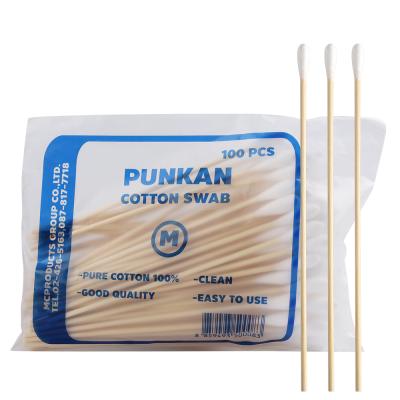 China 100pcs Large Household Bamboo Tip Q Cotton Swabs Medical Bamboo Swabs Large for sale