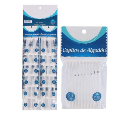 China Plastic stick cotton buds qtips Earbuds plastic cotton 20pcs in carton bag high quality disposable cotton buds for sale