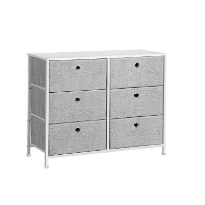 China FREE SAMPLE 3 Tier (Size) Adjustable Storage Dresser with 6 Easy Pull Fabric Drawers and Wood Table Top for Closets Nursery Dorm Room for sale