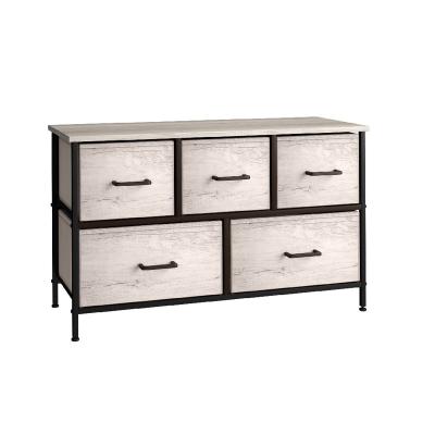 China FREE SAMPLE (Size) Adjustable Dresser With 5 Drawers Wide Storage Unit Chest Organizer For Clothes Steel Frame Wood Top Easy Pull Cloth Bins for sale