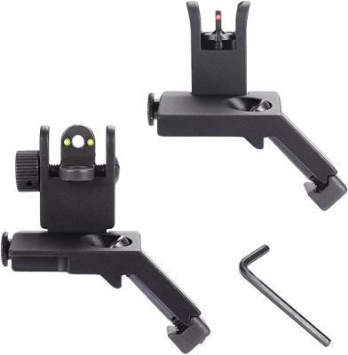 China Tactical Fiber Optics Front Rear Backup Iron Sight Offset 45 Degree Aluminum Alloy Flip Up Sight with Red and Green Dots for AR 15 M4 Rifles for sale