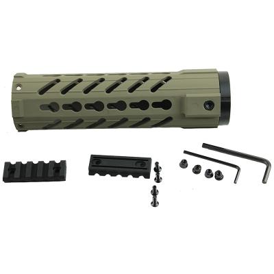 China Tactical Tan Color 7 Inch AR15 Carbon Fiber KeyMod Handguard Mount Rail With Steel Barrel Nut for sale