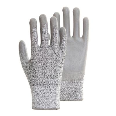 China 13 Gauge Anti-Cut 5 Coating Anti-Slip PU Palm Coating Smooth Finish Work Safety Gardening Gloves for sale