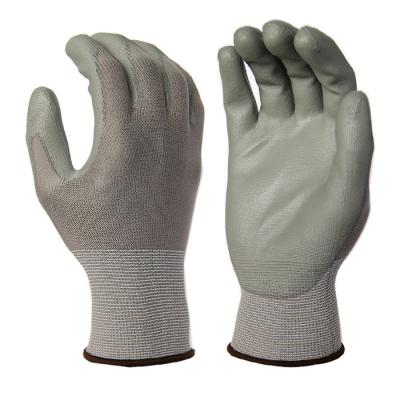 China Working Protection/Daliy Life PU Gloves Polyester Gray Coating PU Working Gloves/Heavy Duty CDSAFETY 13g/Abrasion Resistant Gloves for sale