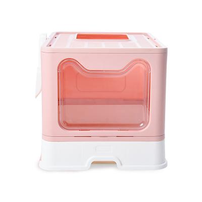 China New Design Large Drawer Viable Foldable Cat Litter Box Enclosure Automatic Cat Litter Cat Toilet With Full Enclosed Pet Toilet Box for sale