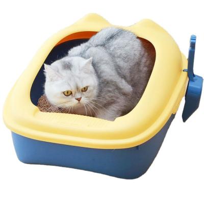 China Pet Viable Clean Products Plastic Colorful Cat Litter Box Enclosure Self Cleaning Bin For Cats Large Cat Toilet for sale