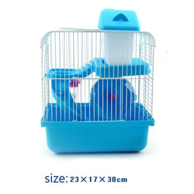 China Fashion Breathable Convenient Hamster Cage Small Castle Water Pot Slide Two Layers Cages Hamster House Jaula De Hamster for sale