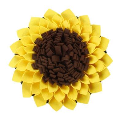 China Wholesale Washable Sunflower Travel Around Shape Pet Food Mat Dog Pet Training Pad Nose Mat For Dogs for sale