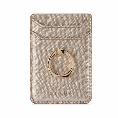 China Durable PU Leather RFID Ring Holder Phone Case Slot Cell Phone Card Holder With Finger Grip Ring Holder for sale