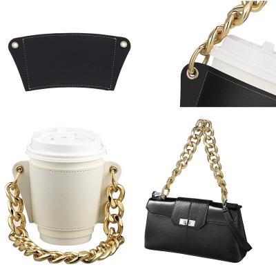 China Viable High Quality Custom Leather Chain Sleeves Coffee Mug Coffee Cup Viable Leather Sleeve for sale