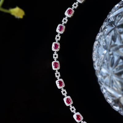 China Romantic Natural Ruby Total 3 Carat 18k Yellow Gold Group Set Diamonds 1,628 Carat Bracelet for sale