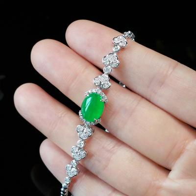 China Natural Burmese Jadeite 18K White Gold Diamond Bracelet Fashion Romantic Jewelry for sale