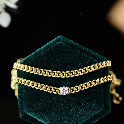 China Italian Fashion Diamonds Chain 18K Yellow Gold Flat Bracelet Good Romantic Jewelry Women for sale