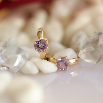 China Vintage 18k Gold Garnet Amethyst Earrings Gold Commuter All-Match Earrings Daily Custom for sale