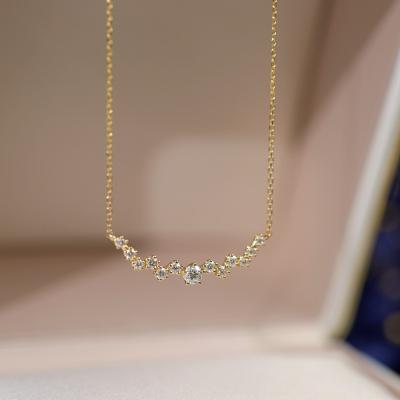 China CLASSIC Simple Full Diamond Smile Necklace 18K High End Gold Necklace for sale