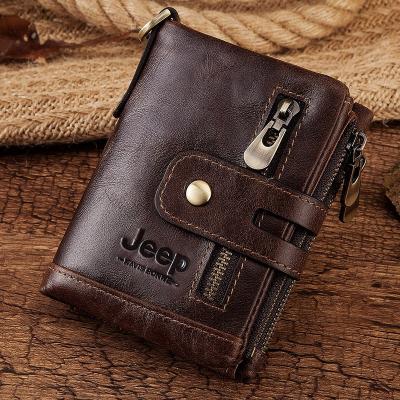 China RFID 100% Genuine Leather Male Purses With Zipper Coin Pocket Customize Logo Men Wallet And Card Holder Wallets Mens Leather for sale