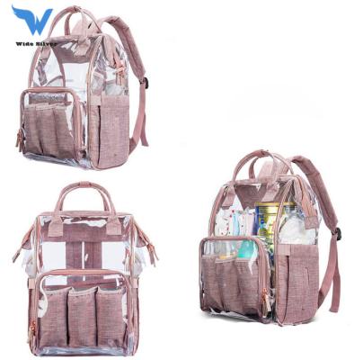 China Wholesale Lightweight PVC Diaper Bag Water Resistant Clear Diaper Backpack For Mom for sale