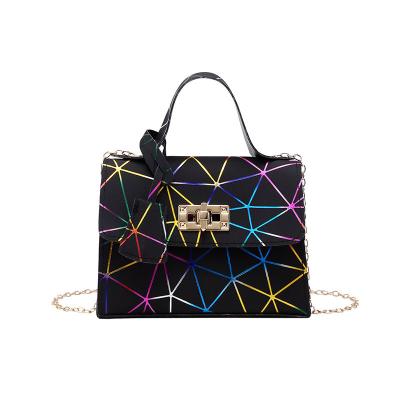 China Fashion New Creative Personality Geometric Colorful Chain Linggra Chain Casual Single Shoulder Bag for sale