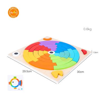 China DIY TOY Wooden Rainbow Montessori Kids Building Blocks Puzzles Early Education Parent-child Wooden Educational Toys for sale