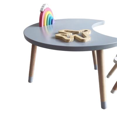 China Modern Colorful Wooden Star Chair Moon Table Chair Cute Kindergarten Kids Baby Table Chair Set for sale