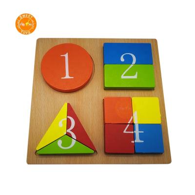 China 2021 New Style Cartoon Toy Wooden Puzzle For Color Identify Number And Geometric Matching Toy Montessori Education Toys For Children for sale