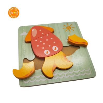 China Cartoon Wooden Toy New Design Creativity 3D Jigsaw Puzzle Brain Teaser With Octopus Wooden Educational Toy For Children for sale