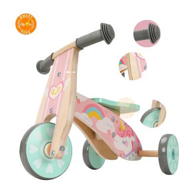 China Ride On Wooden Toys Walker Preschool Toys Ride On Toy Hot Selling Toddler Wooden Balance Bike Cute Baby Tricycles for sale