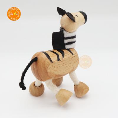 China Cute Wooden Animal Doll Toy Educational Wooden Toys Zebra Zoo Kindergarten Healthy Wooden Children for sale