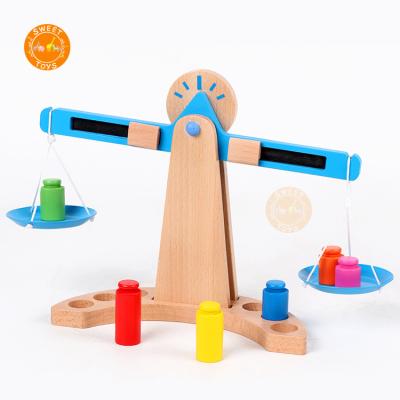 China Wholesale Colorful Educational Kids Wooden Toys Wooden Balance Scales Play for sale