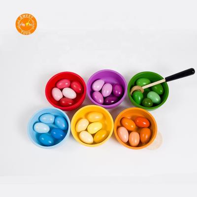 China Colorful and Interesting Wooden Early Educational Toys Rainbow Stakes Toys with 36PCS for Kids Study for sale