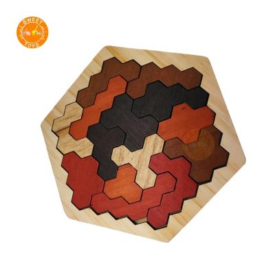 China Cartoon Toy IQ Brain Training Educational Toys Wooden Geometric Interlocking Wooden Puzzle Toy For Kids for sale