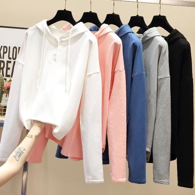 China QUICK DRY Protect 2022 New Loose Top Hoodies Sweater Women Hooded Detachable Detachable Long Sleeve Pullover Top Hoodies for sale