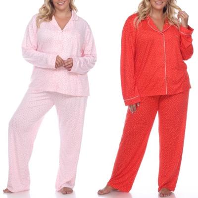 China Breathable pijamas por mayor designer inspired pj set custom cotton pajamas womens sleepwear plus size pajamas for sale